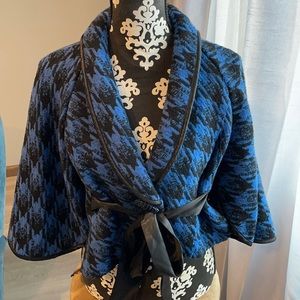 VERTIGO PARIS Indigo Blue and Black Chic Bat Sleeve Blazer Jacket Size Medium